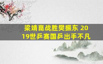 梁靖崑战胜樊振东 2019世乒赛国乒出手不凡